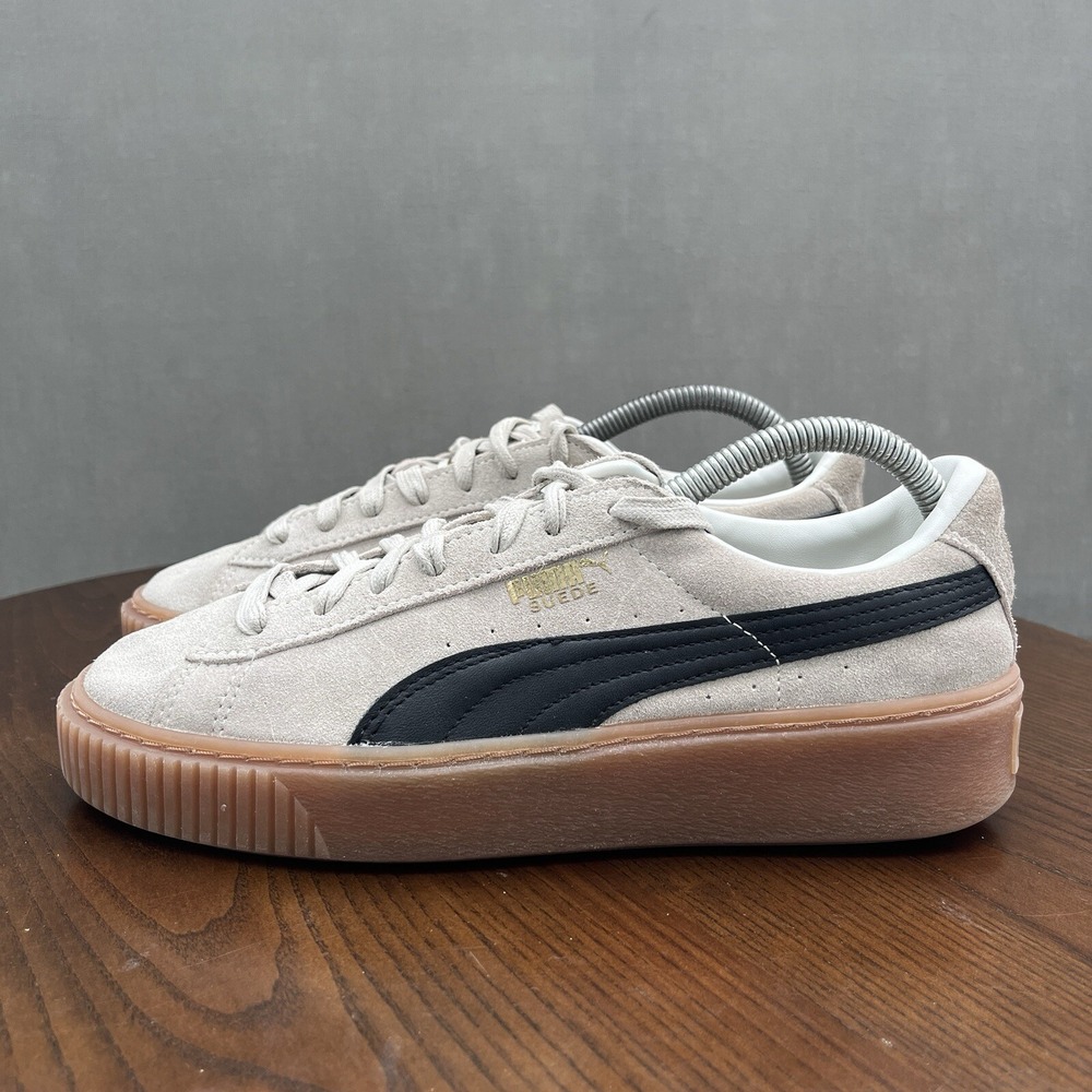 Puma Suede Shoes Women's 9 White Black Platform‎ Core Whisper Sneakers 363559-01